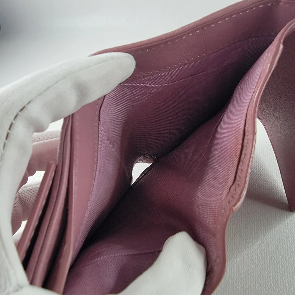 CHRISTIAN DIOR Cannage Lotus Leather Trifold Wallet